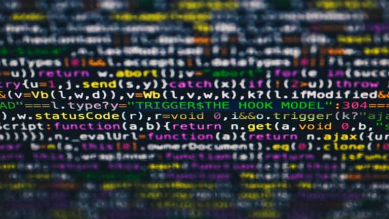 Close-up of colorful code on a computer screen