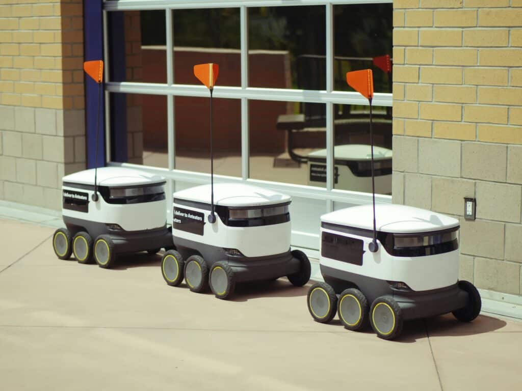 Autonomous delivery robots showcasing AI for litigation support services