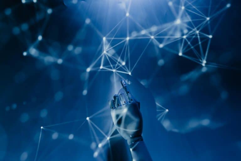 Abstract AI interface showcasing AI for Graphic Design Services provided by AI Implementation in the UK.